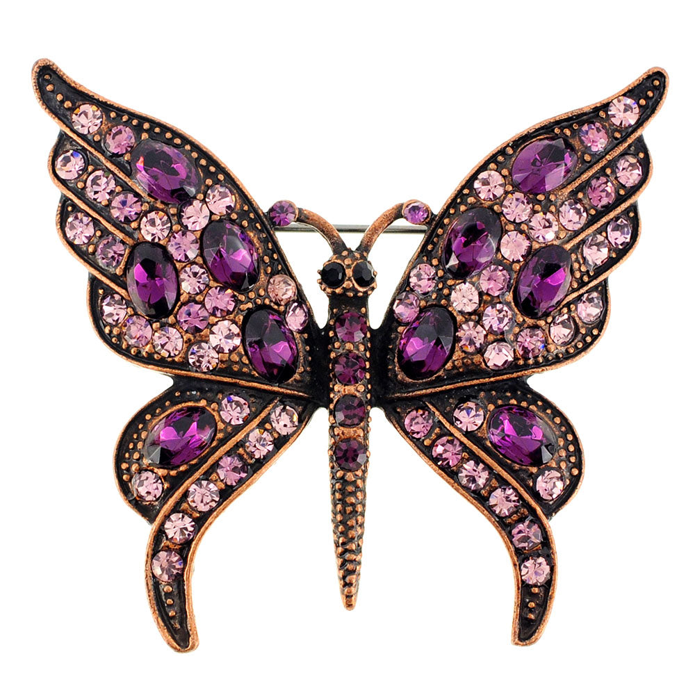 Amethyst Purple Butterfly Crystal Pin Brooch