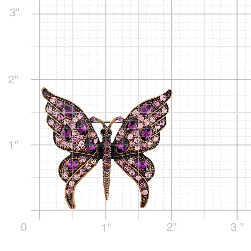 Amethyst Purple Butterfly Crystal Pin Brooch