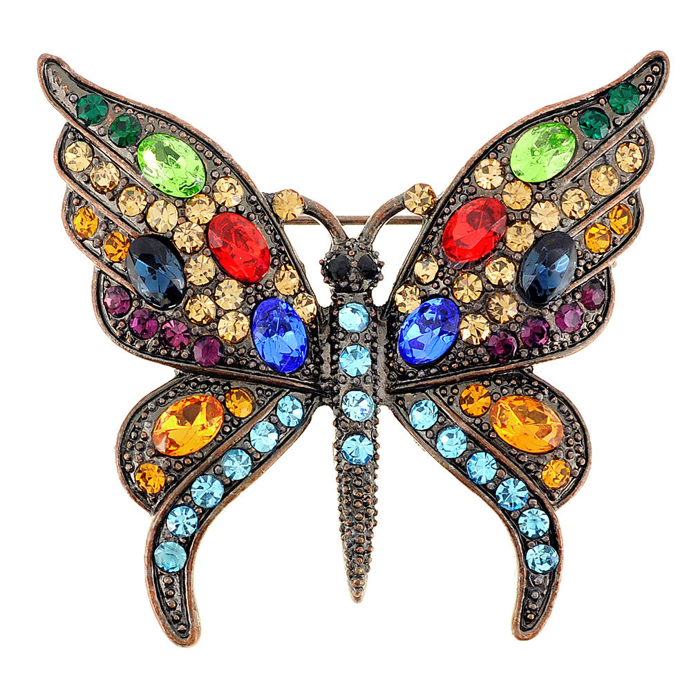 Multicolor Butterfly Crystal Pin Brooch