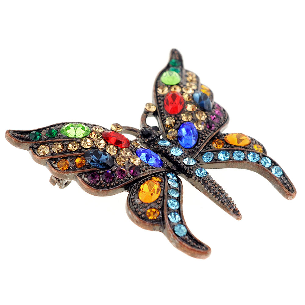 Multicolor Butterfly Crystal Pin Brooch