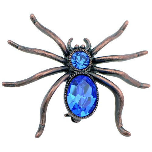 Sapphire Blue Belly Spider Pin