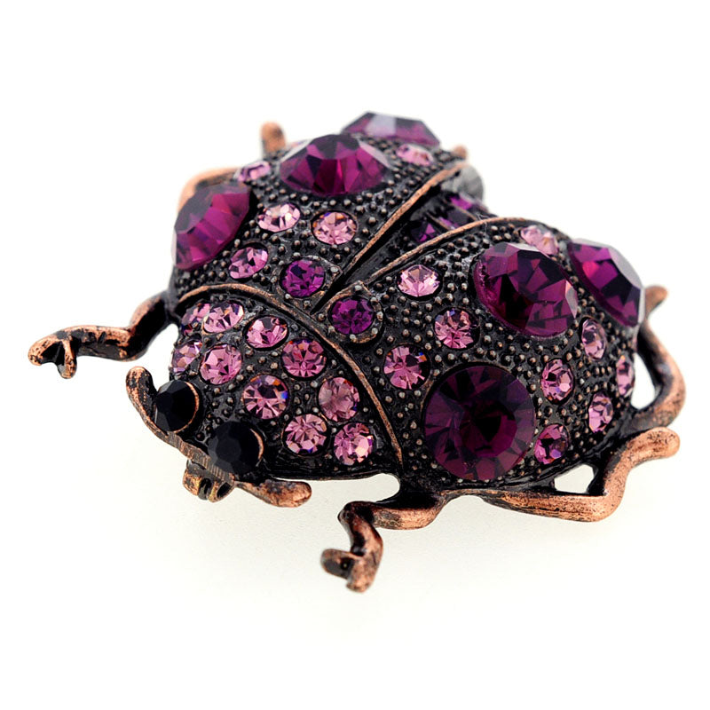 Giant Amethyst Ladybug Pin Brooch