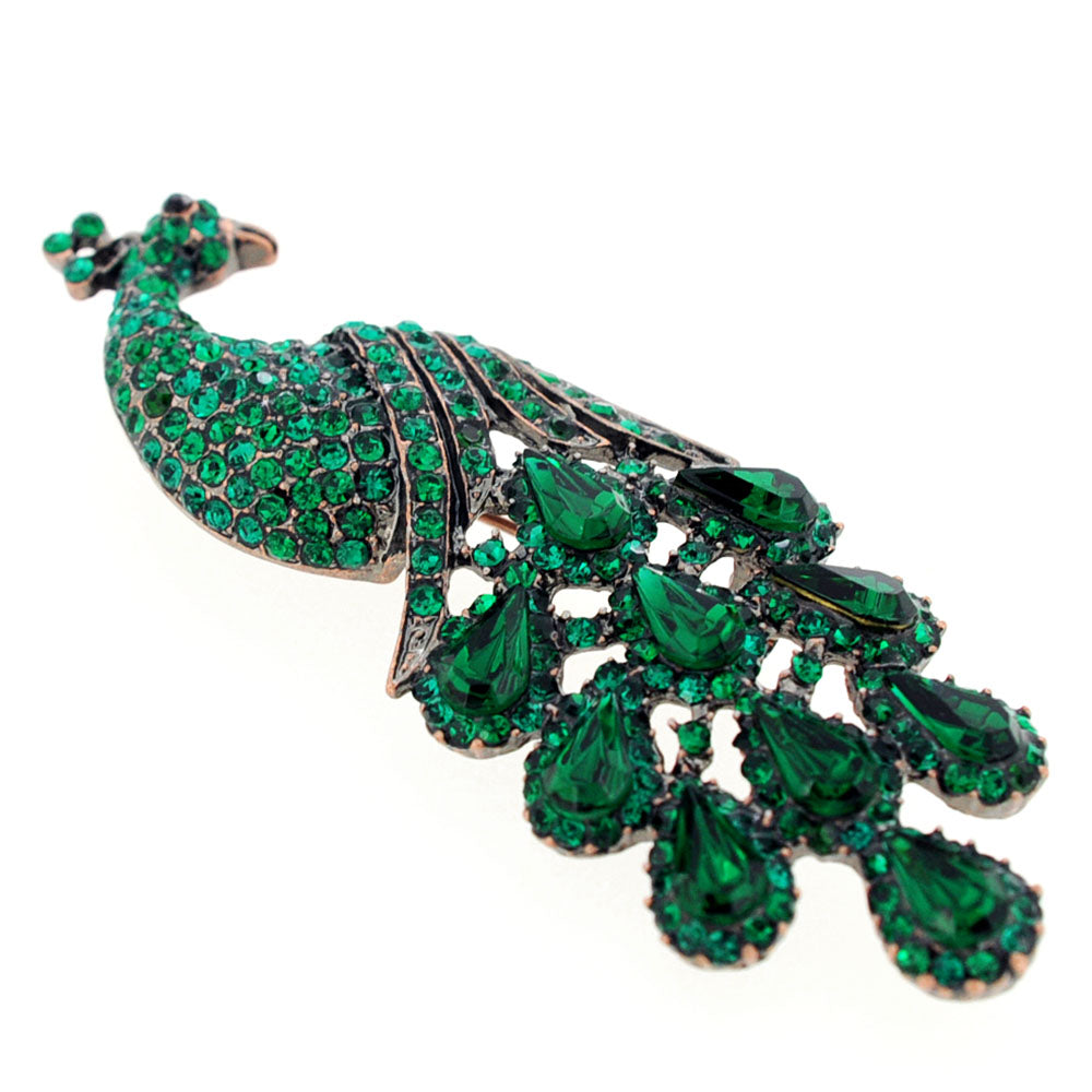 Emerald Green Drip Drop Peacock Crystal Pin Brooch