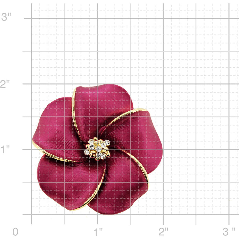 Plum Red Hawaiian Plumeria Flower Swarovski Crystal  Pin Brooch and Pendant