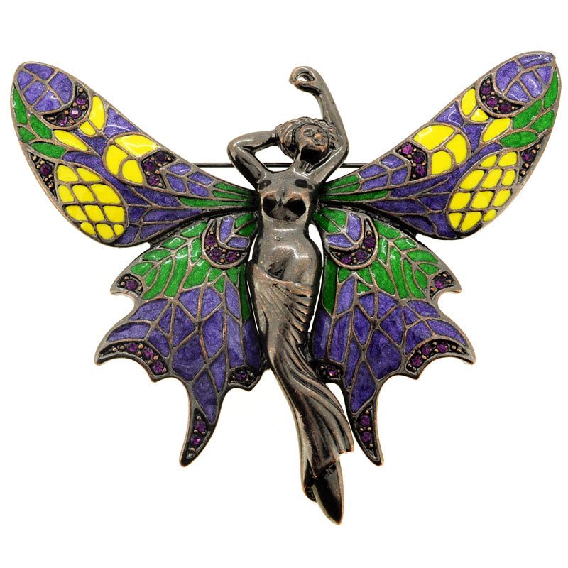 Vintage Purple Enamel Fairy Pin