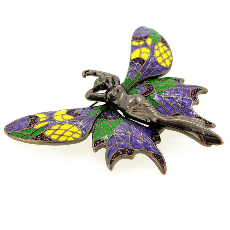 Vintage Purple Enamel Fairy Pin