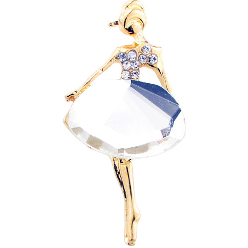 Gold & Crystal Ballerina Pin Brooch