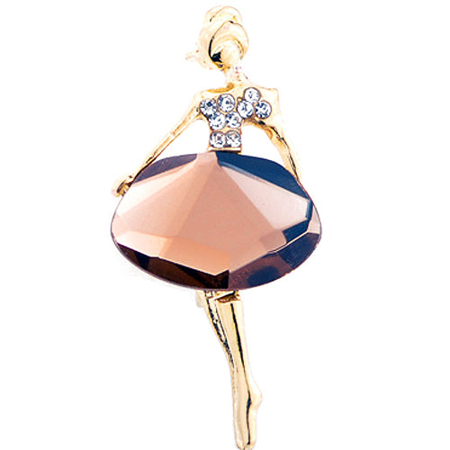 Gold & Rose Ballerina Pin Brooch