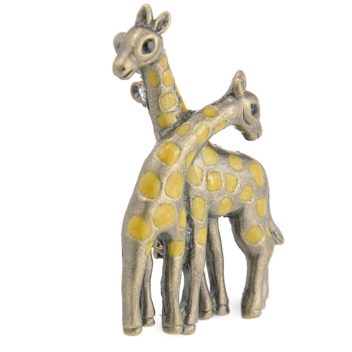 Loving Yellow Giraffe Couple Pin Brooch