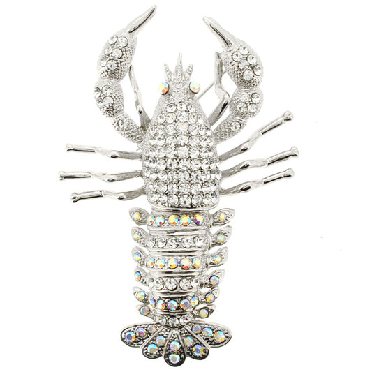 Crystal Lobster Pin Brooch