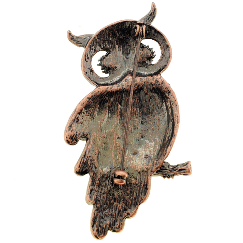 Vintage Style Sapphire Blue Owl Crystal Bird Pin Brooch