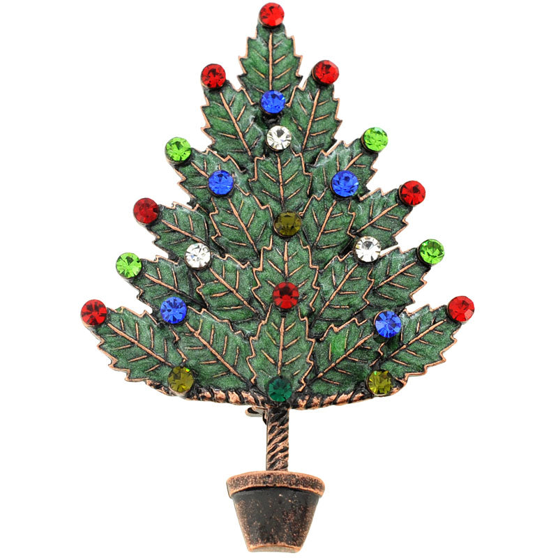 Enamel Multicolor Christmas Tree Pin Brooch