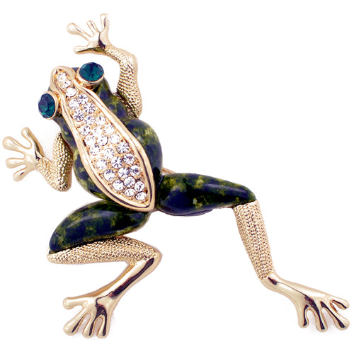Golden Frog Animal Pin Brooch