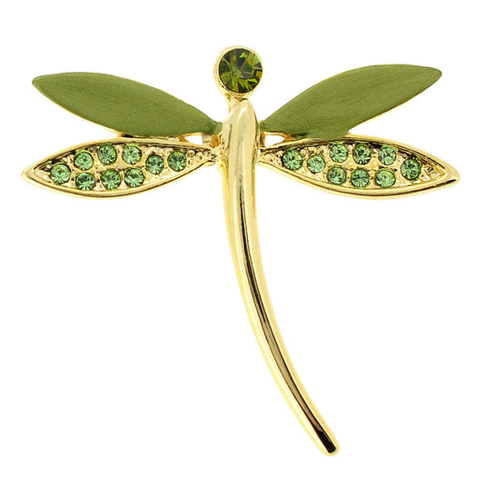 Green Dragonfly Swarovski Crystal Lapel Pin