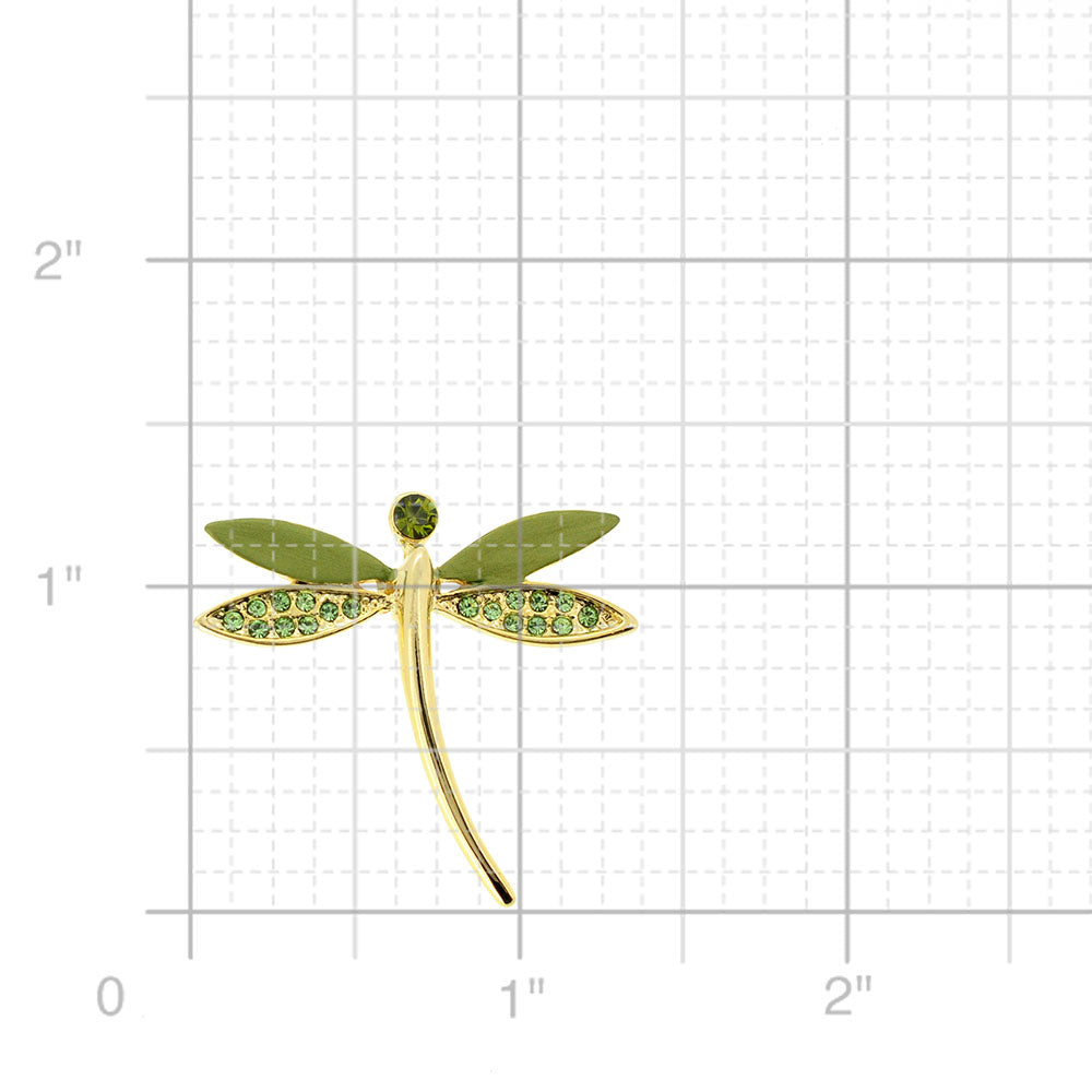 Green Dragonfly Swarovski Crystal Lapel Pin