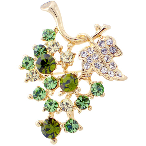 Green Grape Swarovski Crystal Fruit Pin Brooch