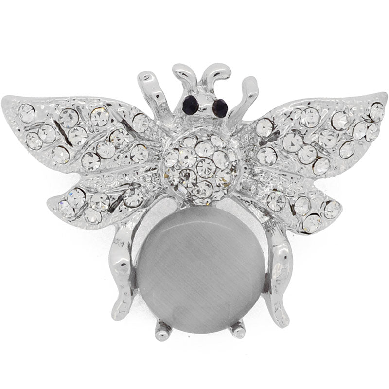 Silver Crystal Bee Pin Brooch