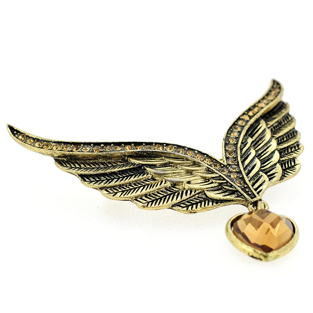 Vintage Style Vistory Eagle Wing Crystal Pin Brooch