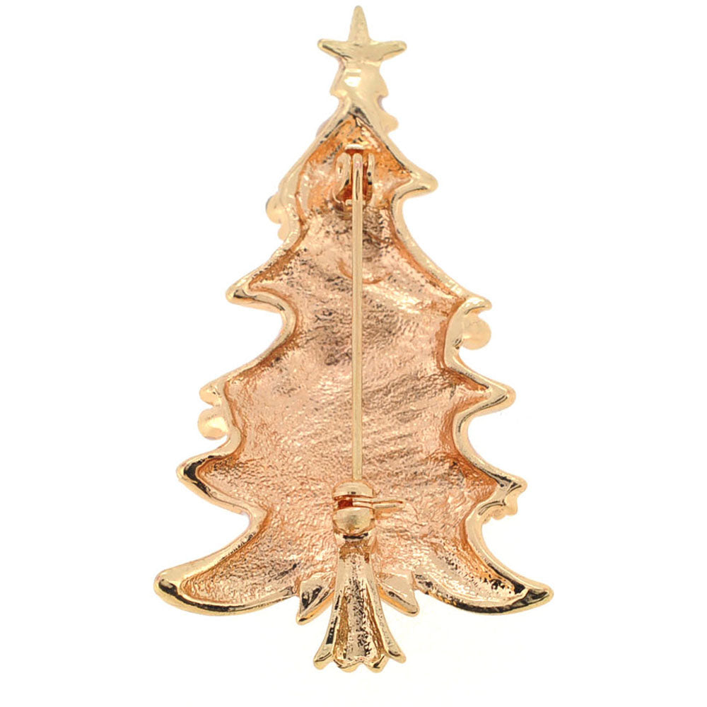 White Christmas Tree Crystal Pin Brooch