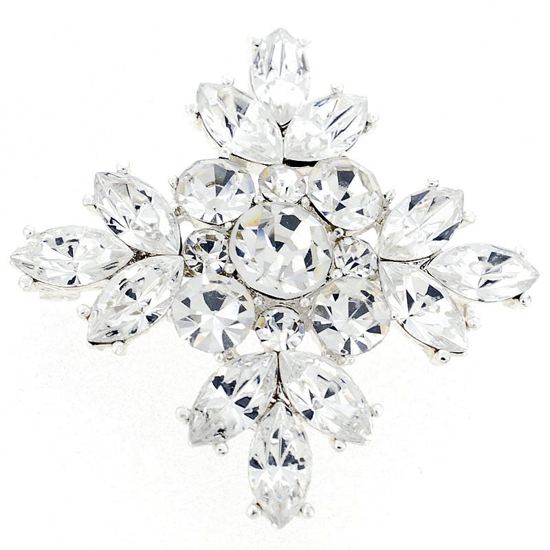 Swarovski Crystal Flower Wedding Pin Brooch
