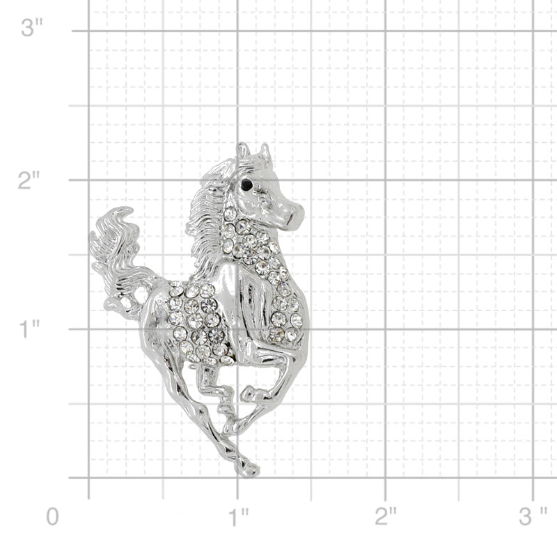Crystal Running Horse Pin Brooch