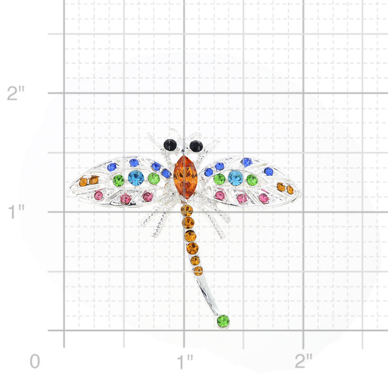 Multicolor Dragonfly Crystal Pin Brooch