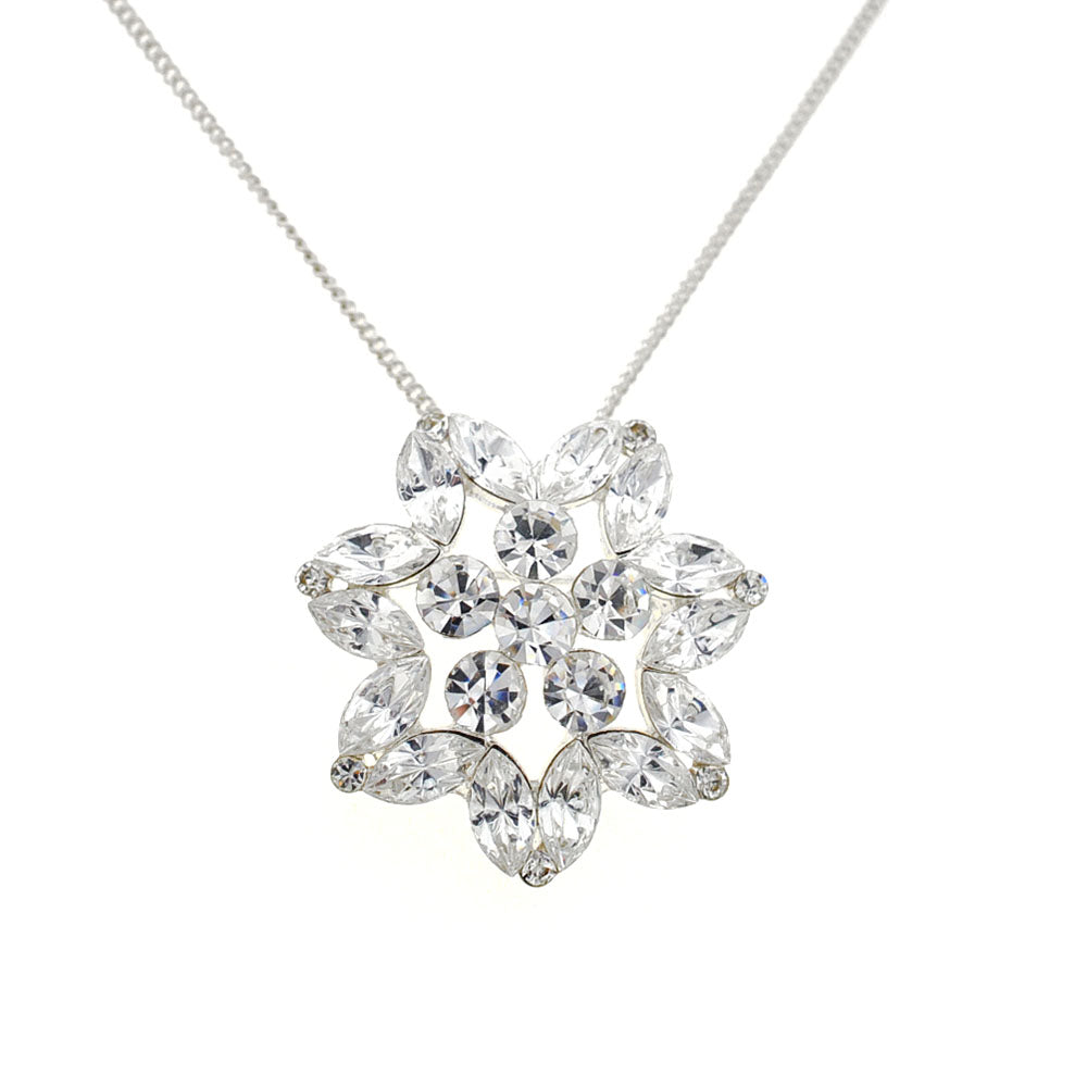 Crystal Flower Wedding Pin And Pendant