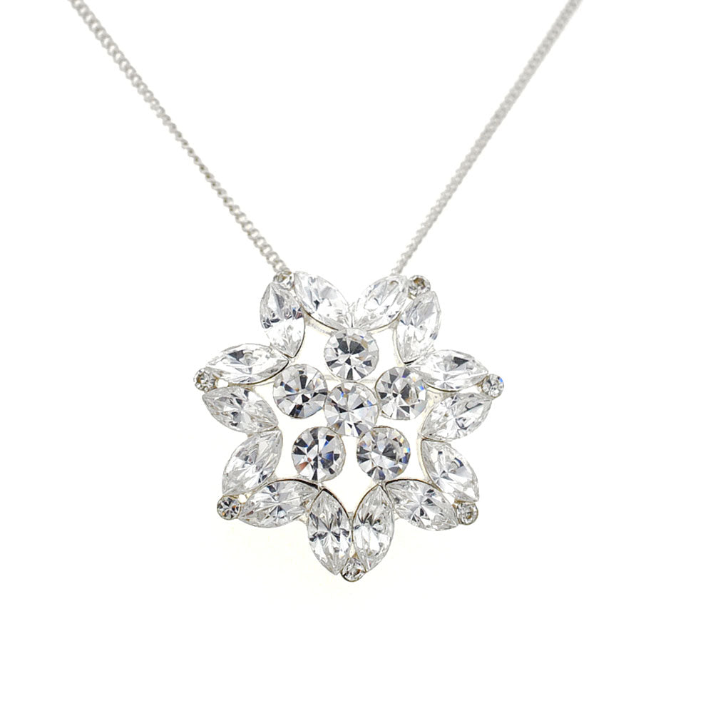 Crystal Flower Wedding Pin And Pendant
