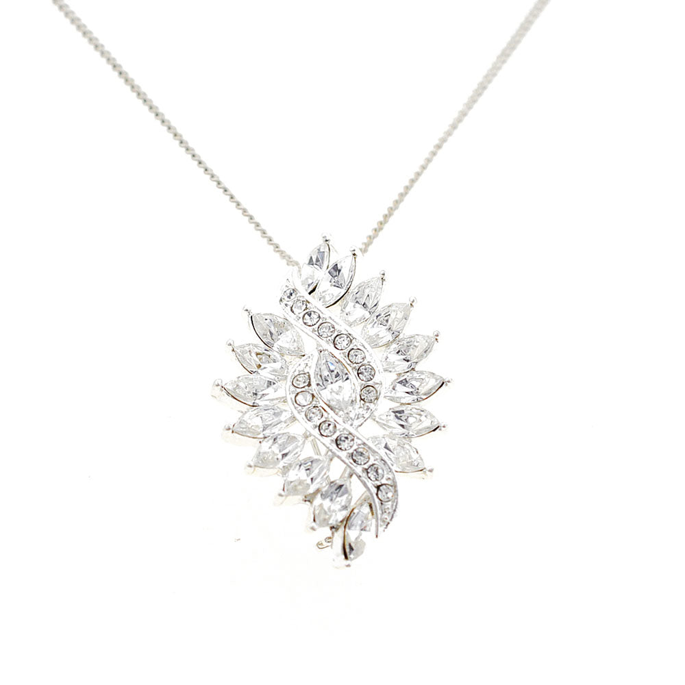 Crystal Twist Flower Wedding Pin And Pendant