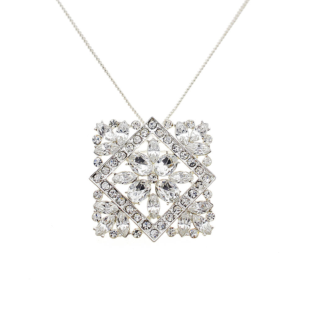 Crystal Flower Wedding Pin And Pendant