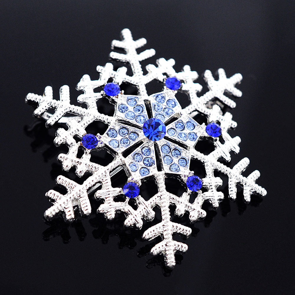 Blue Christmas Snowflake Crystal Pin And Pendant