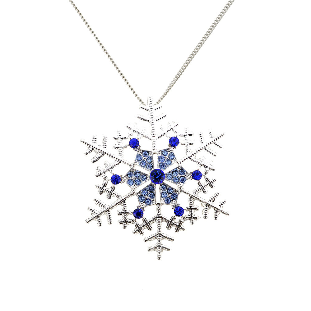 Blue Christmas Snowflake Crystal Pin And Pendant