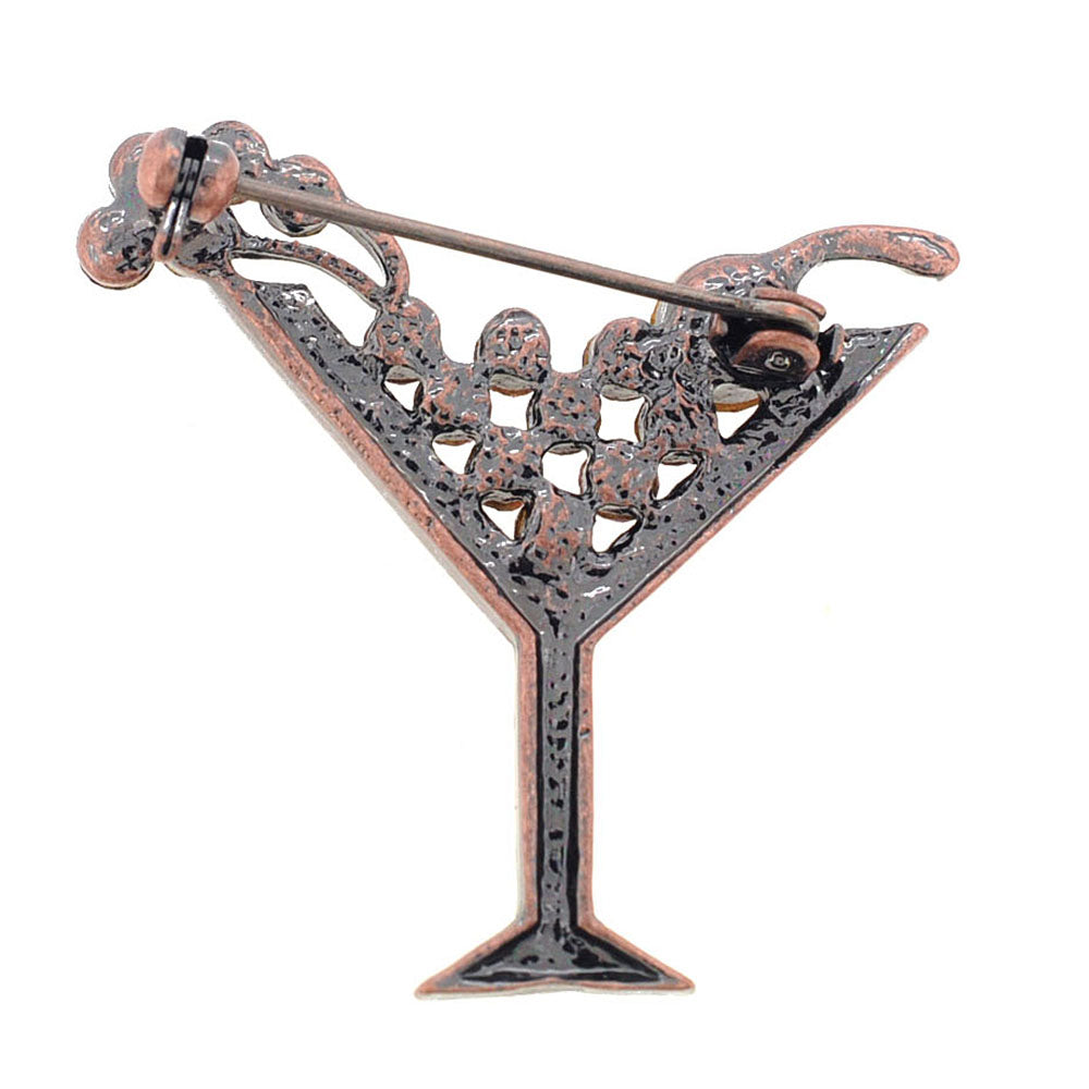 Purple Amethyst Martini Glass Crystal Pin Brooch