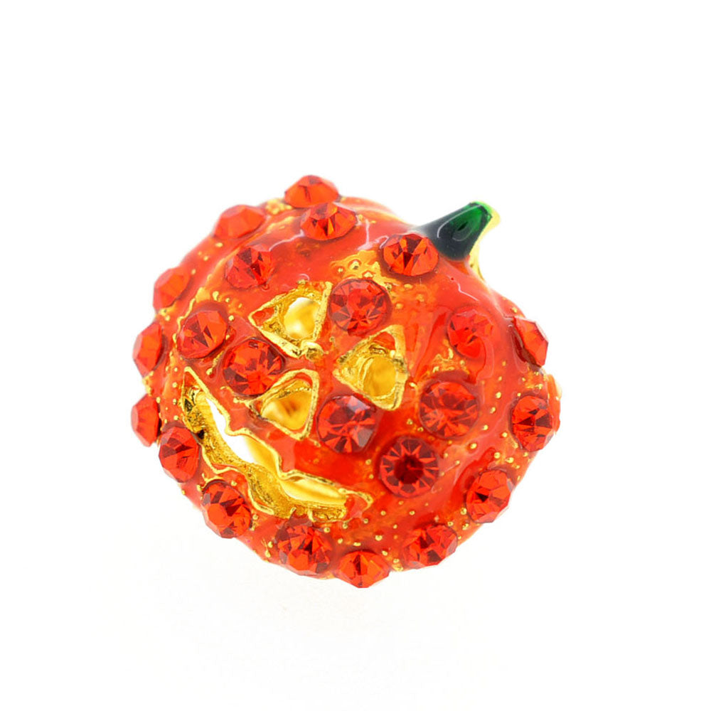 Orange Pumpkin Halloween Crystal Lapel Pin