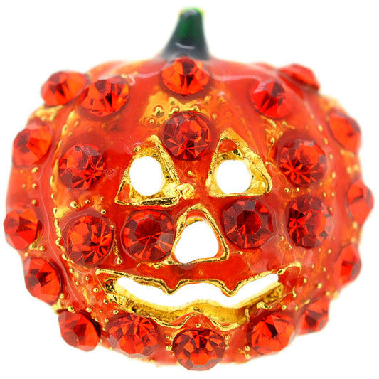 Orange Pumpkin Halloween Crystal Lapel Pin