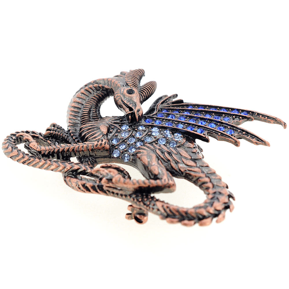 Blue Sapphire Dragon Crystal Pin Brooch