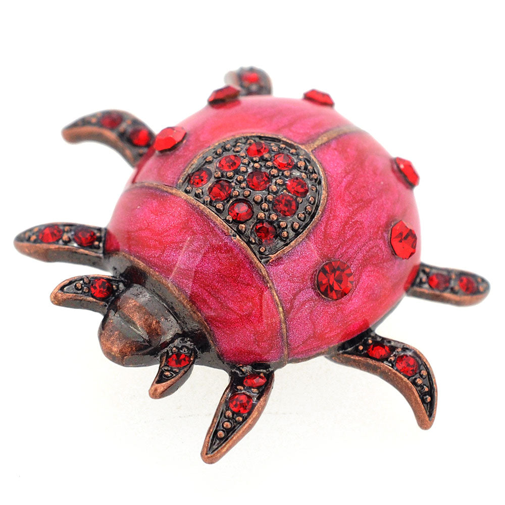 Red Beetle Bug Crystal Pin Brooch