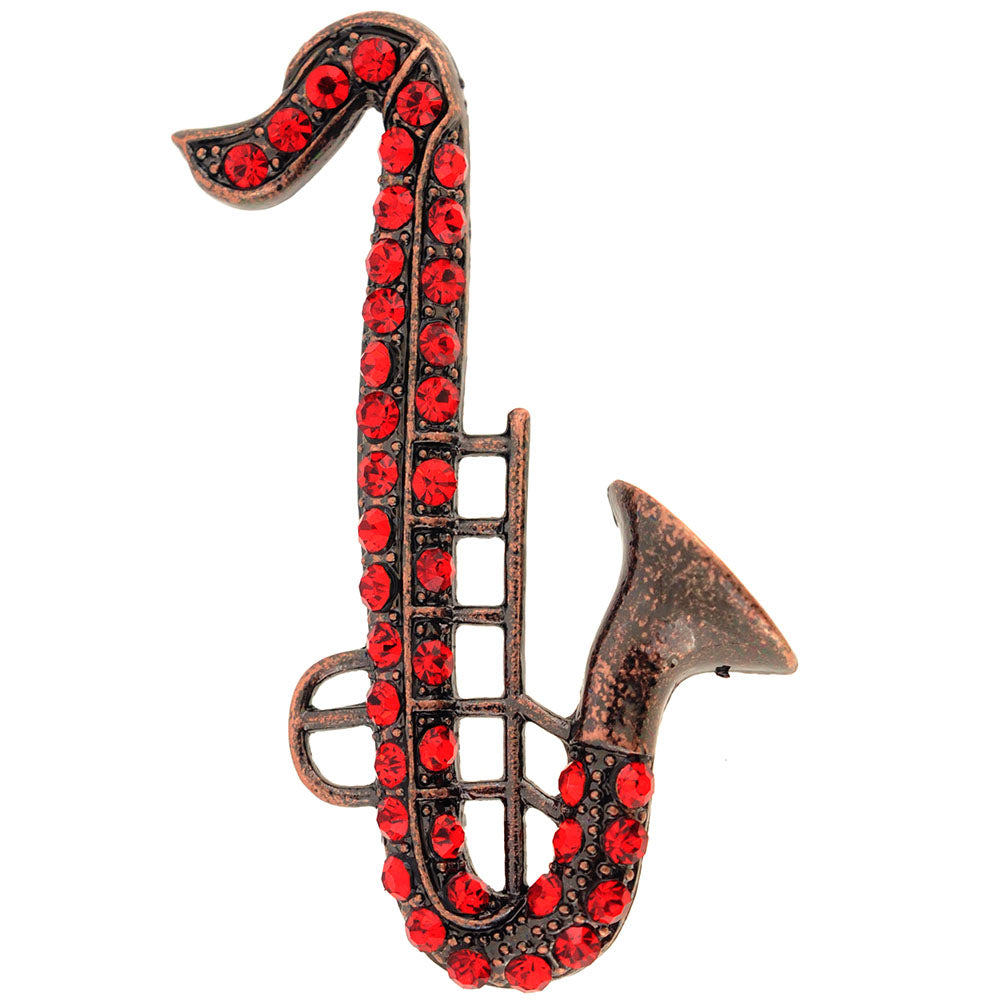 Ruby Red Saxophone Crystal Pin Pin Brooch