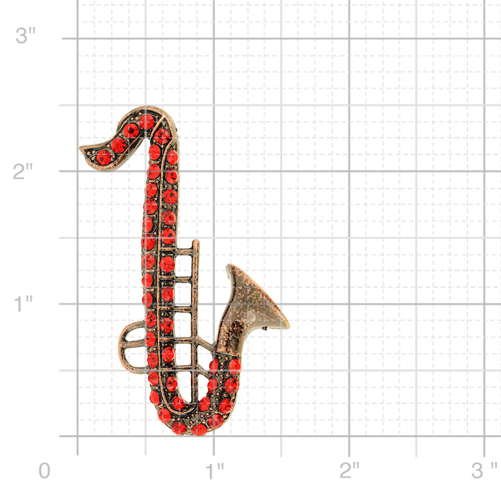 Ruby Red Saxophone Crystal Pin Pin Brooch
