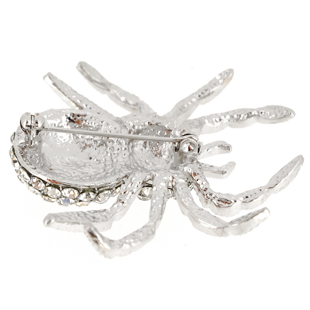 Silver Spider Crystal Pin Brooch
