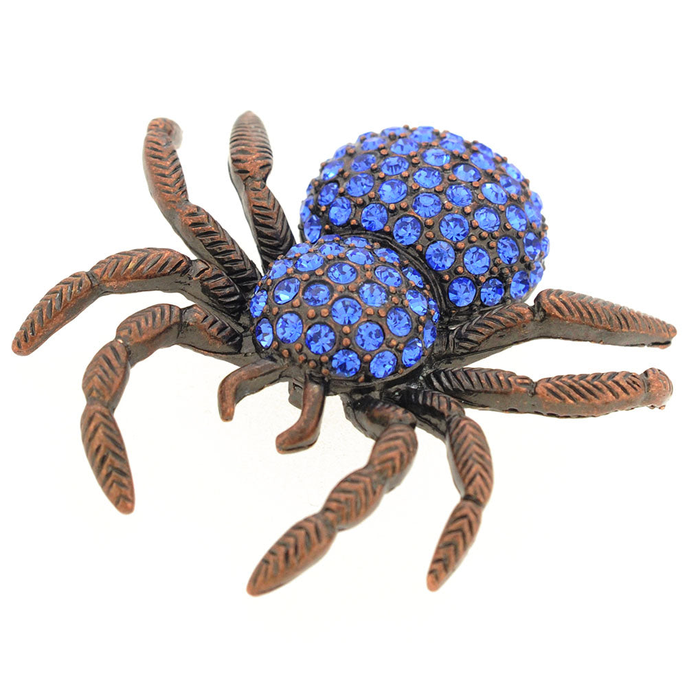 Blue Spider Crystal Pin Brooch