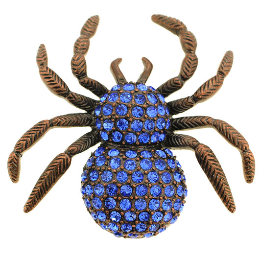 Blue Spider Crystal Pin Brooch