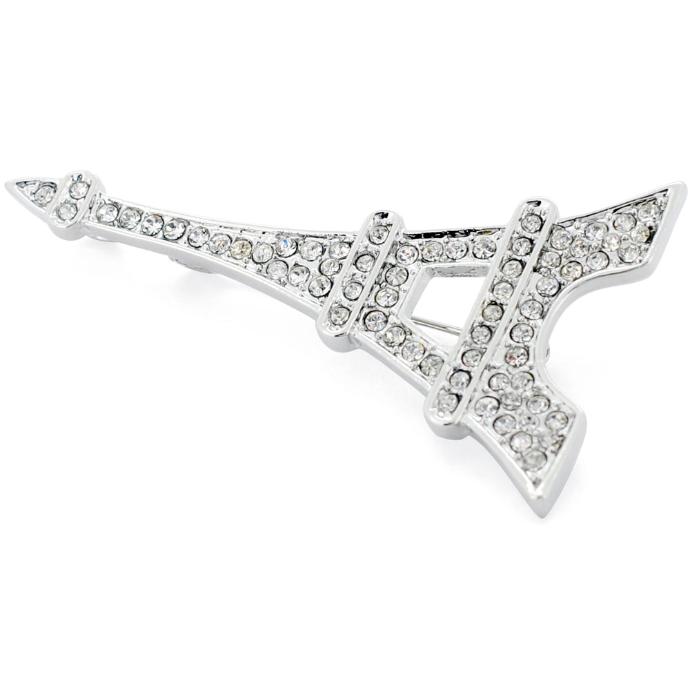 Silver Eiffel Tower Paris Crystal Brooch and Pendant