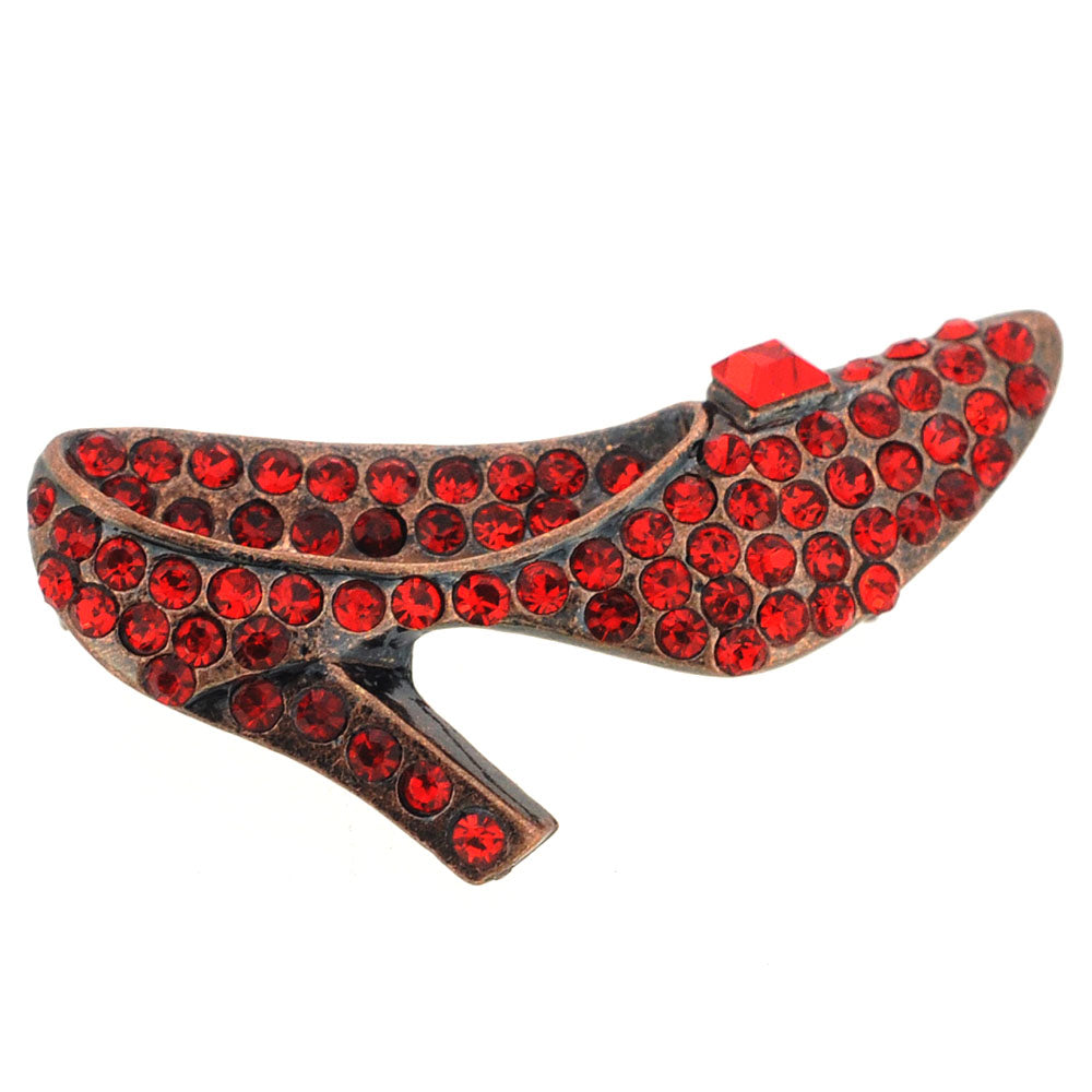 Ruby Red High Heel Shoe Crystal Brooch Pin