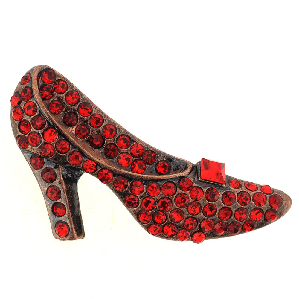 Ruby Red High Heel Shoe Crystal Brooch Pin