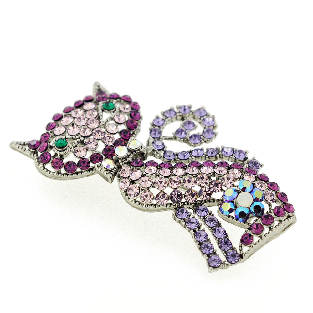 Purple Cat Kitty Crystal Pin Brooch