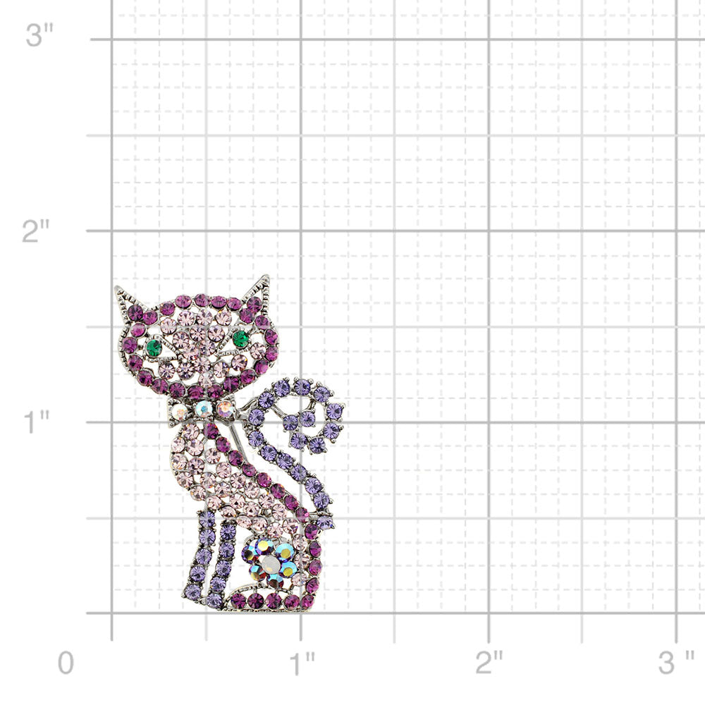 Purple Cat Kitty Crystal Pin Brooch