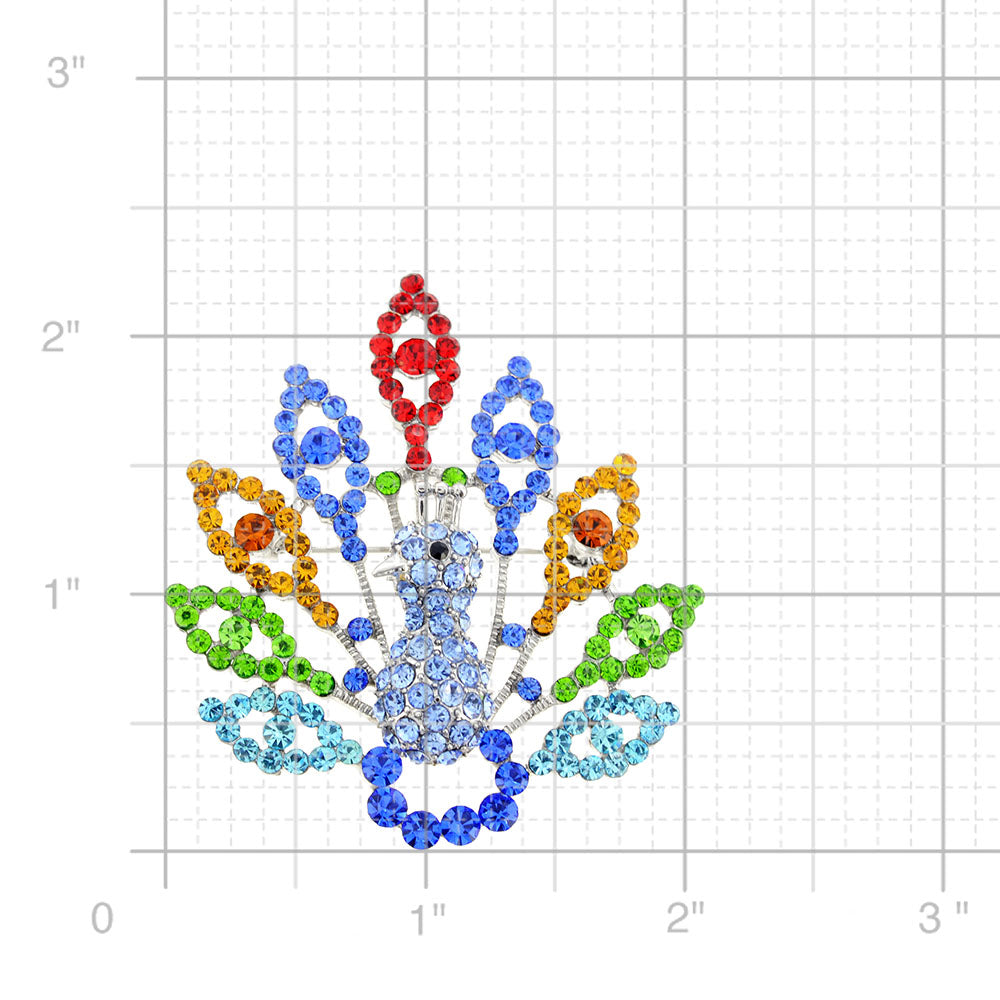 Multicolor Peacock Crystal Pin Brooch