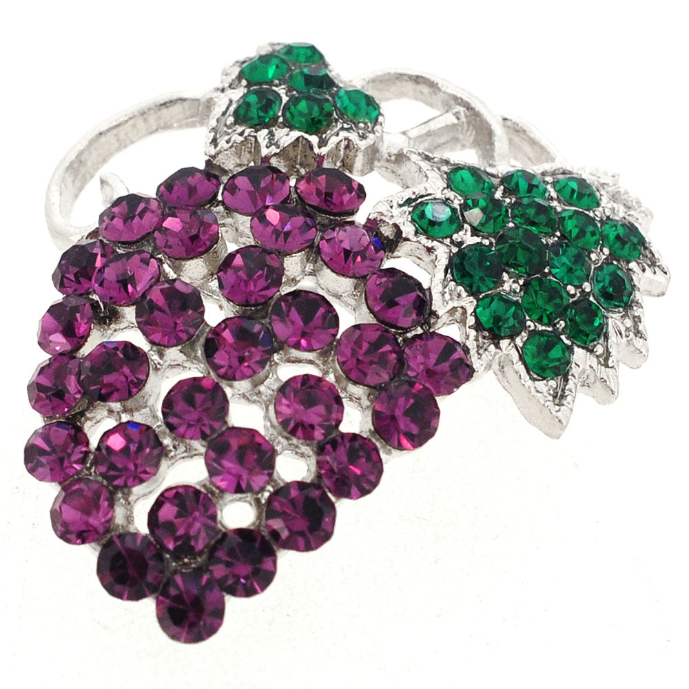Amethyst Purple Grape Crystal Pin Brooch