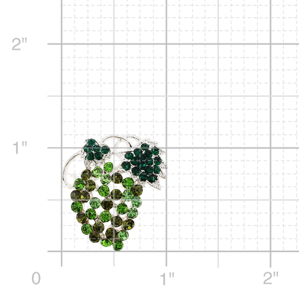 Multi Green Bunch of Grapes Crystal Pin Brooch